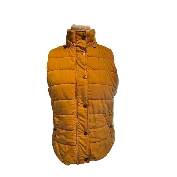 Love Tree Women's Yellow Gold Quilted Puffer Vest Size Medium / Large Casual - Picture 1 of 11